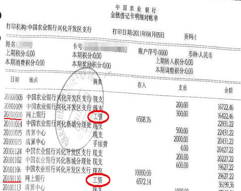 农业银行流水对账单